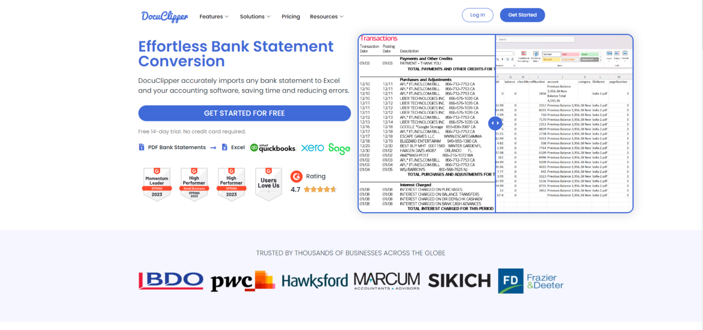 DocuClipper best bank statement converter software